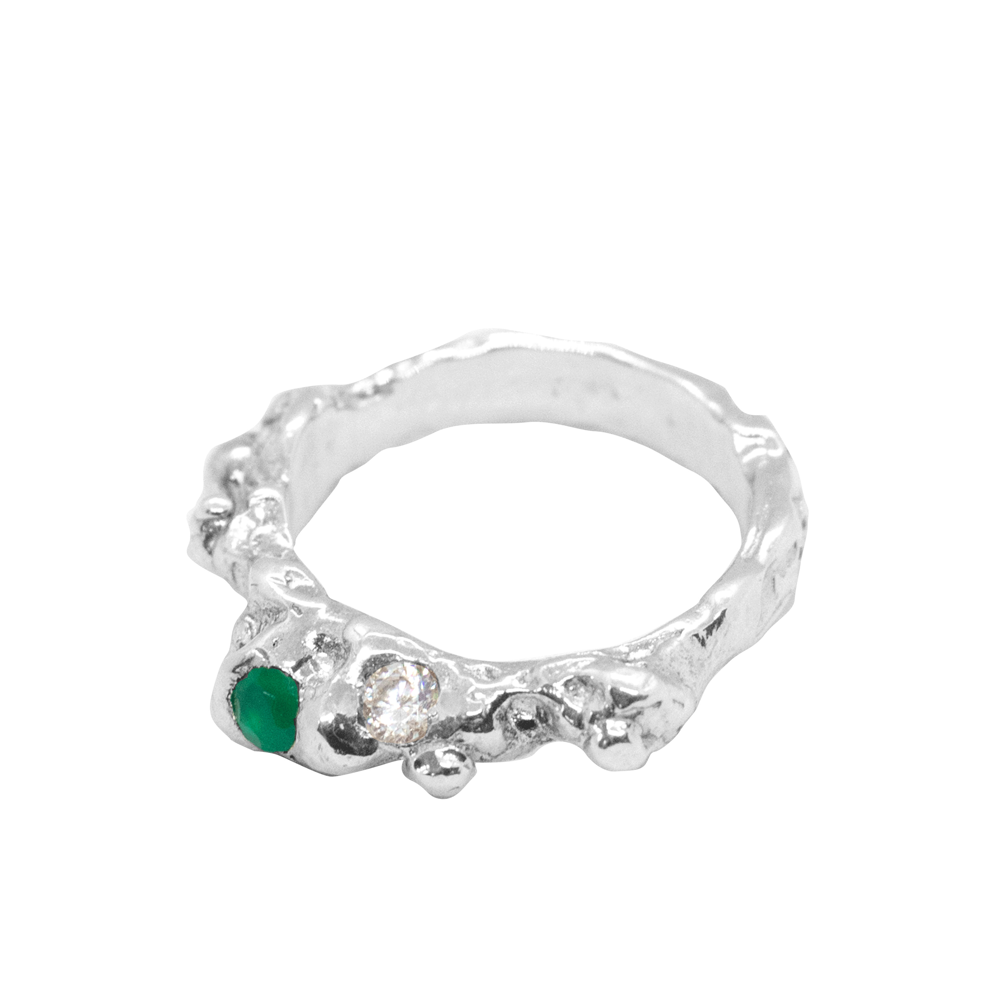 SALIVA Ring Green Agate and zircons