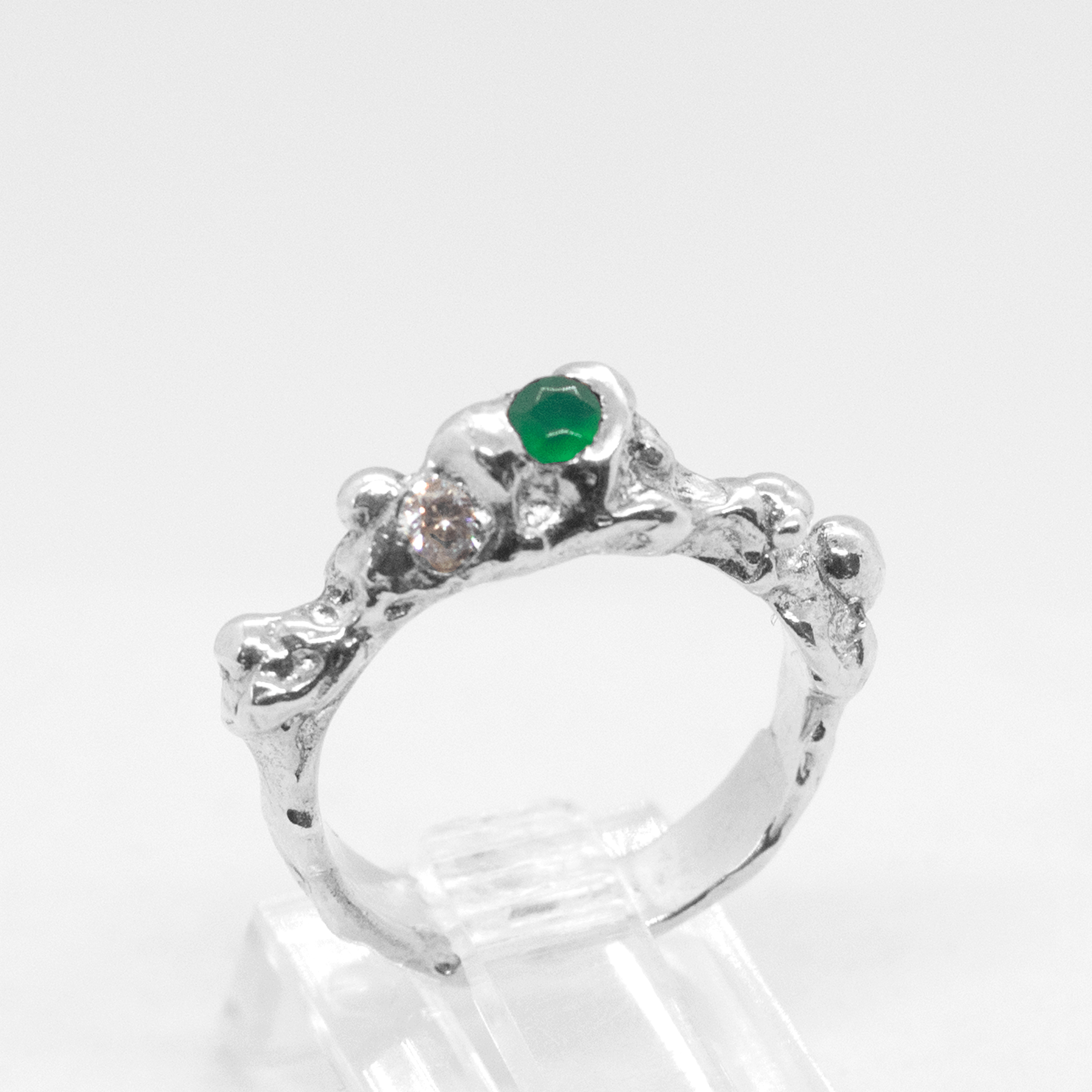 SALIVA Ring Green Agate and zircons